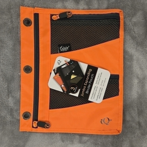 iScholar Jumbo Expandable Pencil Pouch, 3 Pockets, Orange - Picture 3 of 14
